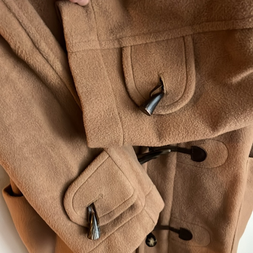 Burberry Vintage Wool Hooded Duffle Coat Beige Sz Small - Picture 9 of 13